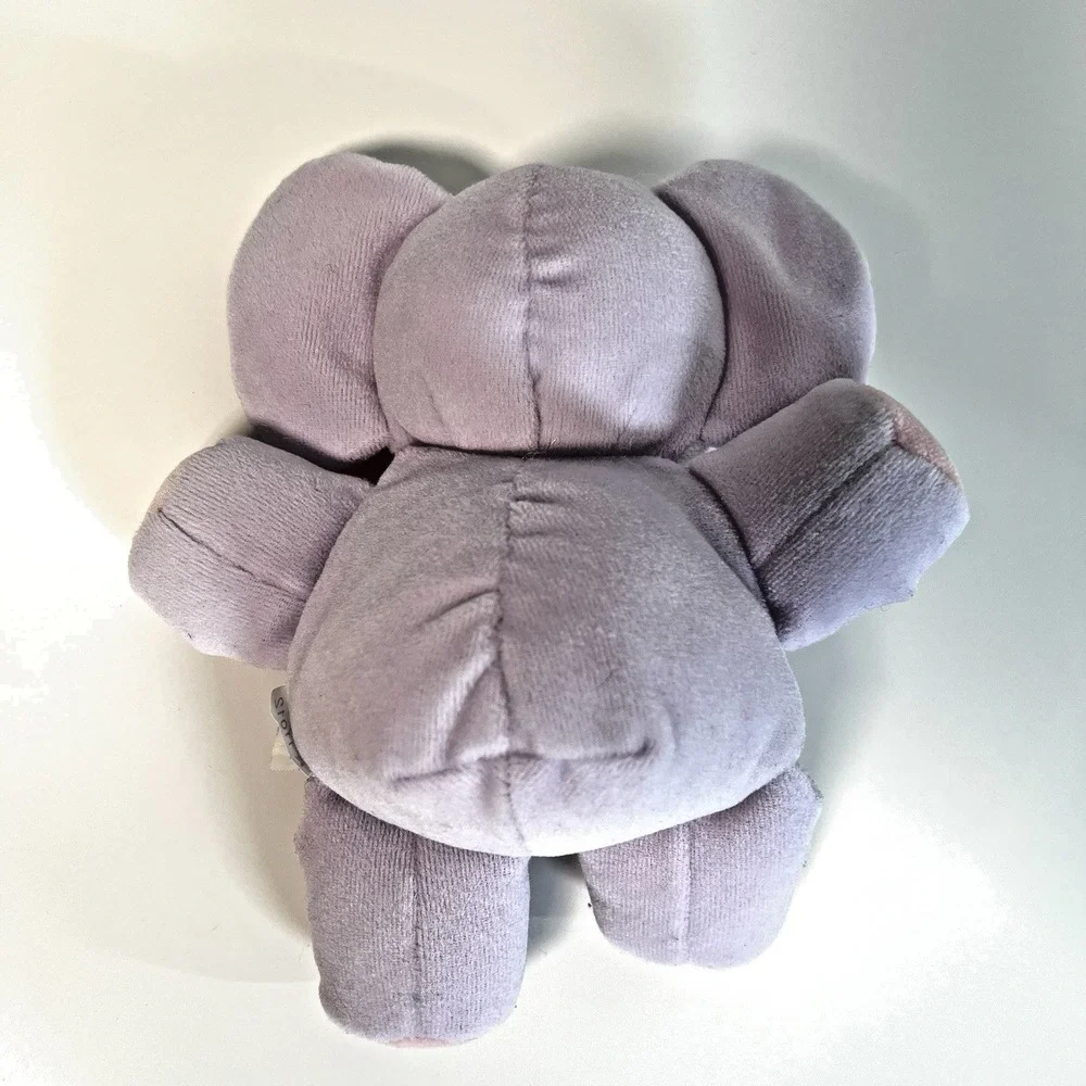 Kids II 2 Purple Elephant Soft Plush Lovey Baby Rattle With Satin Ribbon Vtg
